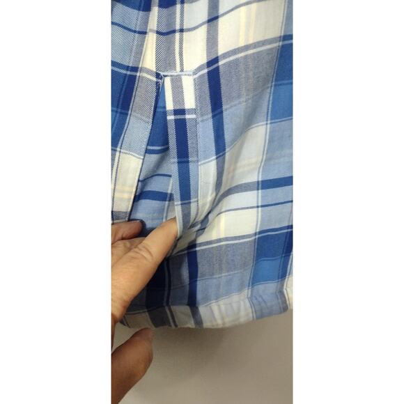 LL Bean Womens Flannel Fleece Lined Shirt Small Blue Plaid Jacket Shacket Button - Picture 5 of 11